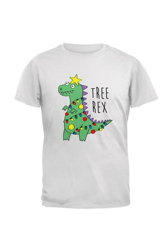 Christmas Tree Rex T-Rex Funny Dinosaur Mens T Shirt White X-LG