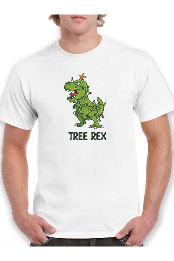 Christmas Tree Rex T-Shirt Men -Smartprints Designs, Male 5X-Large