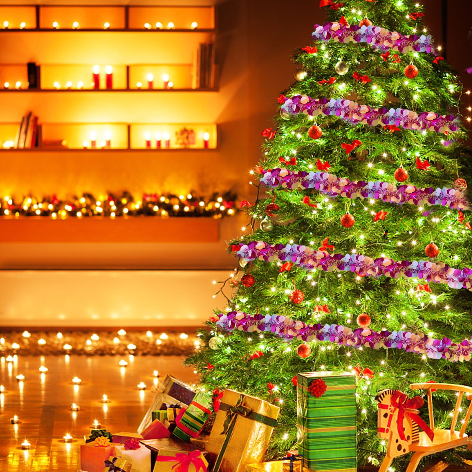 Christmas Tree Christmas Ribbon Decorative Lights with Led Lights