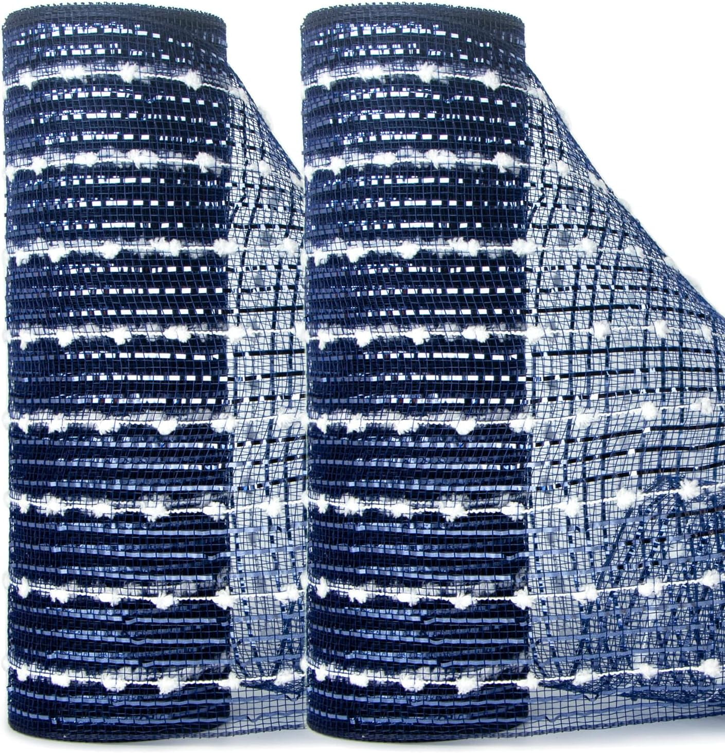 Christmas Tree Ribbon Garland2 Rolls Snowball Navy Mesh Ribbon,10 Inch