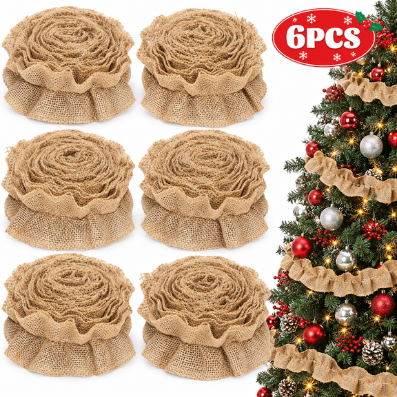 Christmas Tree Ribbon Garland Burlap Ribbon Garland Rustic Farmhouse Country Christmas Tree Decorations Home Decor DIY Crafts 9 Ft 6 Rolls