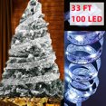 thumbnail image 1 of Christmas Tree Ribbon Lights String, Happiwiz Silver 33 FT 100 LED Fairy Lights Copper Wire Ribbon Bows Lights for Xmas Tree Holiday Wedding Party Decoration, Silver Ribbon, Cold White Light, 1 of 5
