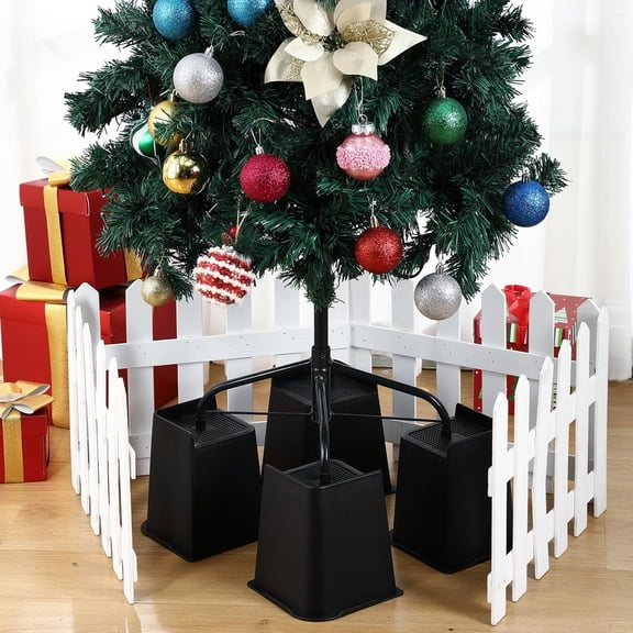 Christmas Tree Riser Stand 6 Inch Christmas Plastic Tree Stand Set of 4 Square Black Bed Risers Ideal for Elevating Trees Decor Furniture During Holidays