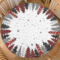 Christmas Tree Round Fitted Tablecloth Best for 44"-48" Xmas Black White Table Cloth Elastic Edge Round Water-Resistant Washable Snowflakes Table Cover for Party Picnic Camping Outdoor Indoor Decor