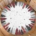 thumbnail image 1 of Christmas Tree Round Fitted Tablecloth Best for 48"-52" Xmas Black White Table Cloth Elastic Edge Round Water-Resistant Washable Snowflakes Table Cover for Party Picnic Camping Outdoor Indoor Decor, 1 of 4
