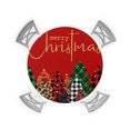 Christmas Tree Round Fitted Tablecloths Table Cover, Red Xmas Tree