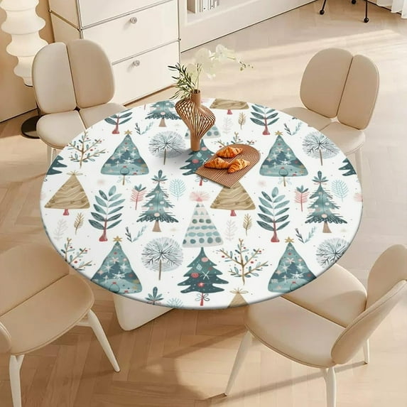 Round Fitted Tablecloth With Easter Eggs Print - Waterproof, Elastic Edge, Fits 24.2" To 28.1" Diameter 4 thumbnail image