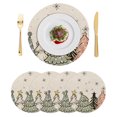 thumbnail image 1 of Christmas Tree Round Placemats Set of 4,Braided Polypropylene Place Mats,Rustic Pink Green Blue Xmas Tree Snowflake Washable Table Mats for Kitchen Dinner Holiday Wedding Party Coffee Table Decor 15", 1 of 9