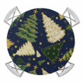 thumbnail image 1 of Christmas Tree Round Tablecloth for 36-44 Inch Tables, Fitted Table Cover with Elastic Edge, Navy Blue Green Xmas Tree Winter Waterproof Outdoor Table Cloth Protector for Patio Garden Dinner Picnic, 1 of 9