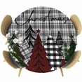 thumbnail image 1 of Christmas Tree Round Tablecloth 55-60 Inch Round Fitted Table Cloth with Elastic Edge, Xmas Tree Snowflake Grey Plaid Waterproof Table Cover Protector for Outdoor Picnic Party Dining, 1 of 6