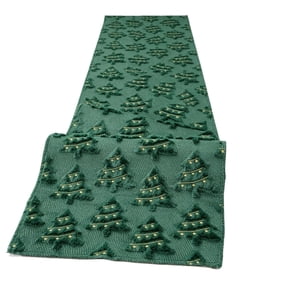 Christmas Tree Runner, Embroidered Table Scarf, Holiday Dining Center, Detailed Stitching Design and Rollable Easy Storage for Dining Tables, Mantel Shelves, and Party Counters