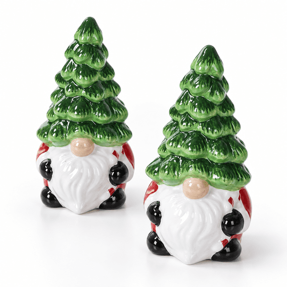 Christmas Tree Salt and Pepper Shakers Set, Festive Ceramic Holiday Kitchen Decor