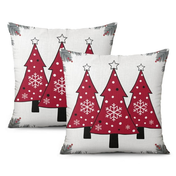 Christmas Tree Santa Claus Farmhouse Throw Pillow Covers Modern Throw Pillow Case 2 Pieces Christmas Throw Cushion Case for Room Home Patio Bedroom Livingroom
