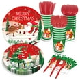 thumbnail image 1 of Christmas Tree Santa Claus Paper Plates, Cups and Napkins Party Disposable Tableware Set Party Dinnerware Serves 8 Guests for Plates, Napkins, Cups 68PCS, 1 of 7