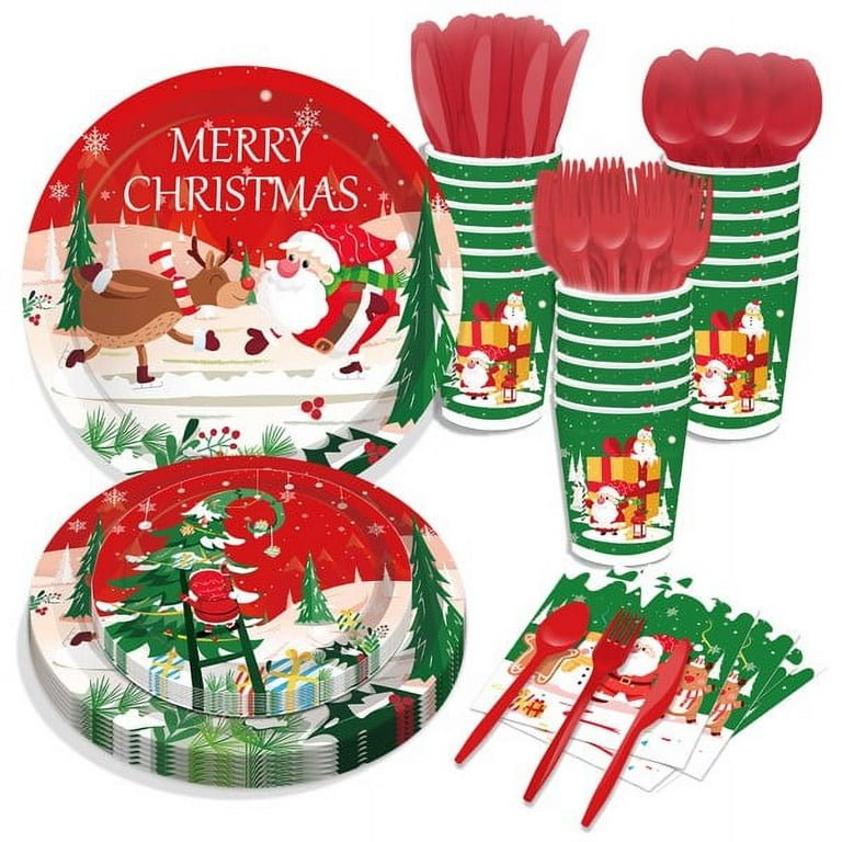 Christmas Tree Santa Claus Paper Plates Party Supplie Plates and