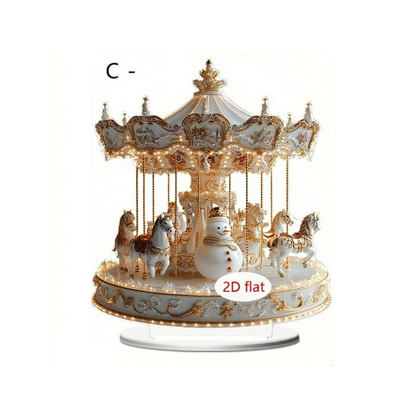 Christmas Tree Santa Claus Snowman Decoration Ornament 2D Flat Holiday Gift Gold Series