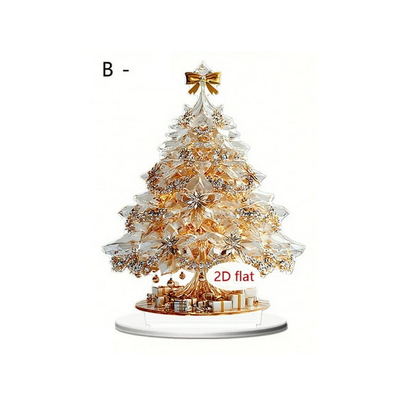 Christmas Tree Santa Claus Snowman Decoration Ornament 2D Flat Holiday Gift Gold Series