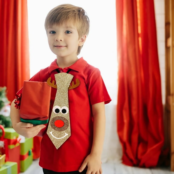 Christmas Tree Santa Claus Tie with Cartoon Pattern for Kids, Perfect for Holiday Parties Celebrations, Adorned with Christmas Tree and Berry Design, Gift Idea for Young Children