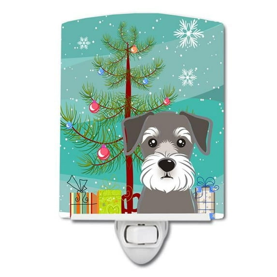 Christmas Tree & Schnauzer Ceramic Night Light