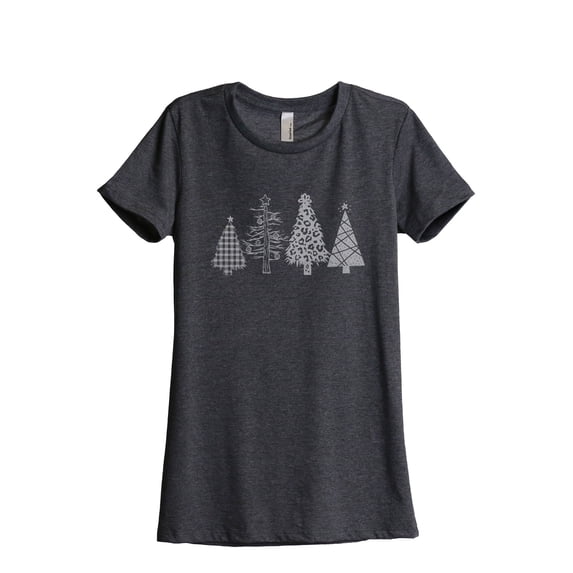 Christmas Tree Season Women's Fashion Relaxed T-Shirt Tee Charcoal Grey Small
