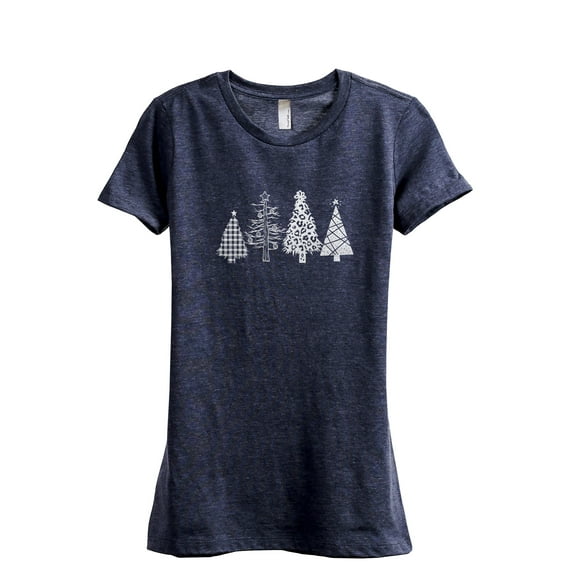 Christmas Tree Season Women's Fashion Relaxed T-Shirt Tee Heather Navy Small