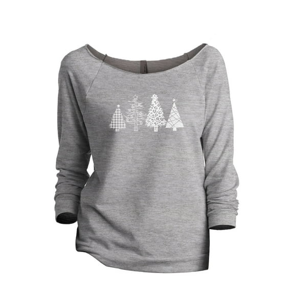 Christmas Tree Season Women's Fashion Slouchy 3/4 Sleeves Raglan Lightweight Sweatshirt Sport Grey Small