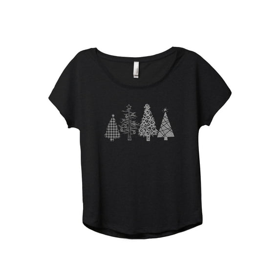 Christmas Tree Season Women's Fashion Slouchy Dolman T-Shirt Tee Heather Black 2X-Large