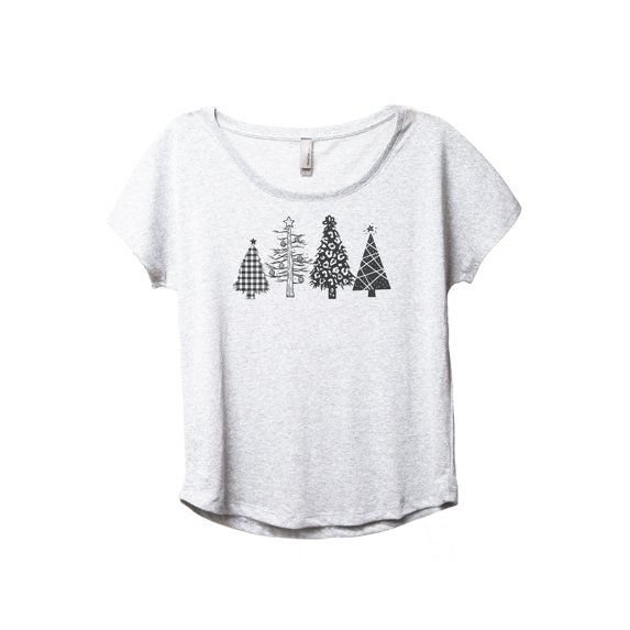 Christmas Tree Season Women's Fashion Slouchy Dolman T-Shirt Tee Heather White X-Large