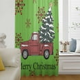 thumbnail image 1 of Christmas Tree Semi Sheer Curtains Drapes for Living Room, Bedroom, French Doors Window 96 Inches Long, Red Truck Xmas Winter Snowflake Rod Pocket Chiffon Curtain Drapery Voile Draperies Panel, 1 of 6