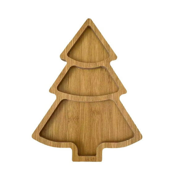 Christmas Tree Serving Tray Platter, Wood Xmas Tree Shaped Platters, Wooden Serving Dish Cutting Board, Platter Tray for Cheese Food Fruit Party