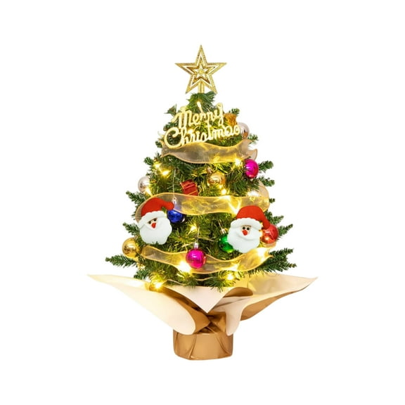 Christmas Tree Set Decoration Christmas Creative Simulation Tree With Lights,Miniature Pine Christmas Tree with Hanging Ornaments,Best DIY Christmas Decorations