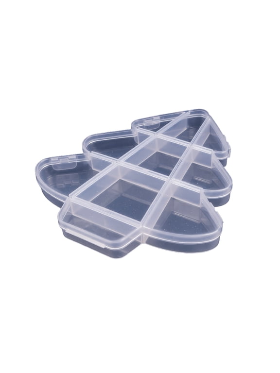 Christmas Tree Shape Multi Compartment Box, Transparent Plastic Case with Hanging Loop, Jewelry Bead and Small Parts Holder for Craft and DIY