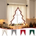thumbnail image 1 of Christmas Tree Shape Swags Valance Curtains, Light Filtering Snow View Window Drape wtih Tassel Fringe,Farmhouse Style Kitchen Window Treatment for Xmas Home Interior Decoration, 1 of 7