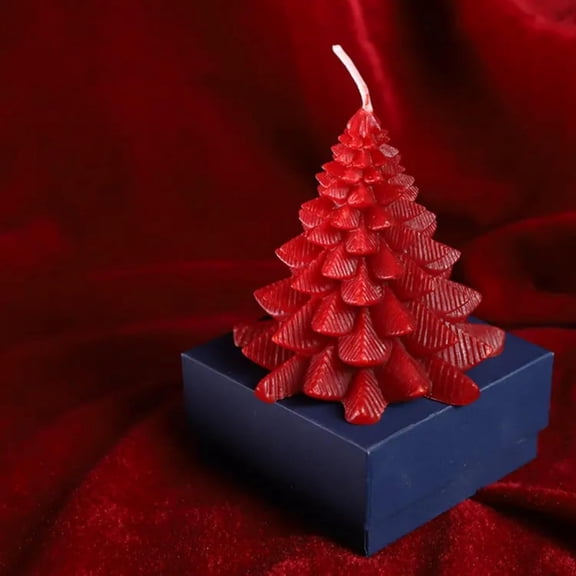 Christmas Tree Shaped Candle Set  Red & Green Unscented Decorative Holiday Candles, Pine Tree Design for Christmas Decor, Winter Table Centerpieces, Gifts  Handmade Wax Candles (2 Pack)
