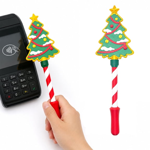 Christmas Tree Shaped Contactless Card Reader Accessory, Compact Payment Wand Attachment for Compatible Terminals, Countertop Checkout and Seasonal Retail Use