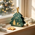 thumbnail image 1 of Christmas Tree Shaped Gift Box,Foldable Handheld Candy Packaging Box with Faux Leather Handle,Green Cardboard Treat Box for Xmas Party Favors and Presents, 1 of 6