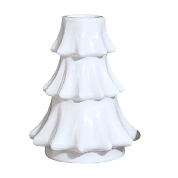 Christmas Tree Shaped Glass Candlestick,Gift for Wife Grandma Christmas Day Valentine Day Birthday Party(White)