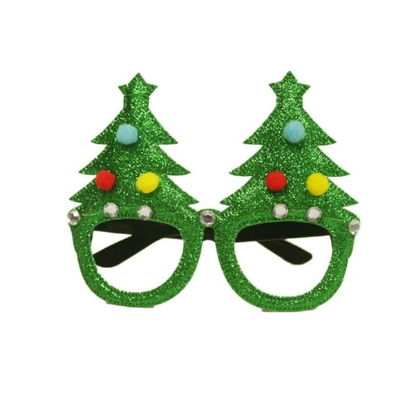 Christmas Tree Shaped Glasses Frame Green Stereoscopic Eyewear For Adults Children Holiday Decoration Plastic And Cloth Costume Party Accessory B