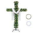thumbnail image 1 of Christmas Tree Shaped Like a Cross, Foldable Cross Christmas Tree, Pre-Lit Artificial Pine Christmas Cross, White Scarves and Wooden Rattan Ring, Large Christmas Decorations (M), 1 of 4