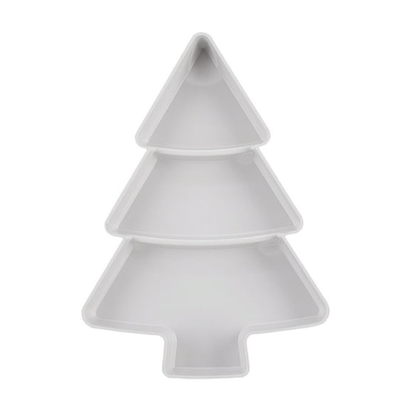 Christmas Tree Shaped Plate, Creative Christmas Tree Shape Fruit Plate Household Plastic Nuts Snacks Plates Portable Dishes Serving Tray (White)
