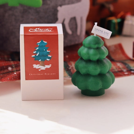 Christmas Tree Shaped Scented Candles for Home Decor, Festive Aromatherapy Wax Candles with Gift Box for Holiday Parties