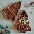 thumbnail image 1 of Christmas Tree Shaped Wooden Serving Tray Charcuterie Board Compartment Snack Platter for Breakfast Fruits Nuts Holiday Party Home Decor, 1 of 7