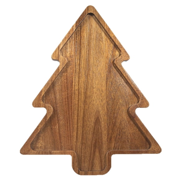 Christmas Tree Shaped Wooden Serving Tray - Holiday Tabletop Decor for Party Snacks Appetizers, Rustic Farmhouse Kitchen Decoration, Perfect Christmas Gift