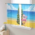 thumbnail image 1 of Christmas Tree Sheer Curtains 45 Inch Length 2 Panels Set, Semi Transparent Voile Rod Pocket Curtains for Living Dining Room Bedroom Drapes Summer Santa Claus Blue Beach Coastal, 1 of 8
