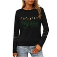 thumbnail image 1 of Christmas Tree Shirt Women Christmas Embroidered Trees Long Sleeve Shirts Gift Xmas Graphic Tee Tops, 1 of 7