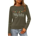 thumbnail image 1 of Christmas Tree Shirt Women Christmas Embroidered Trees Long Sleeve Shirts Gift Xmas Graphic Tee Tops, 1 of 7