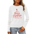 thumbnail image 1 of Christmas Tree Shirt Women Christmas Embroidered Trees Long Sleeve Shirts Gift Xmas Graphic Tee Tops, 1 of 7