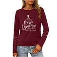 thumbnail image 1 of Christmas Tree Shirt Women Christmas Embroidered Trees Long Sleeve Shirts Gift Xmas Graphic Tee Tops, 1 of 7