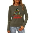 thumbnail image 1 of Christmas Tree Shirt Women Christmas Embroidered Trees Long Sleeve Shirts Gift Xmas Graphic Tee Tops, 1 of 7