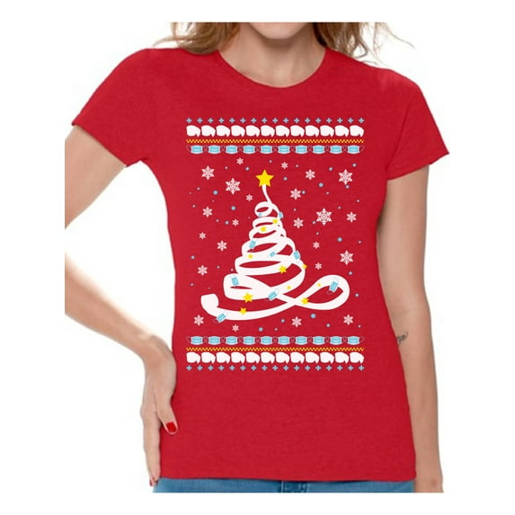 Christmas Tree Shirt for Women Xmas Tree T-Shirt for Her Funny Christmas Tree Tee for Women Toilet Paper Shirts for Girls Paper Tree Ladies Top Christmas 2020 T Shirt Xmas Gifts for Her